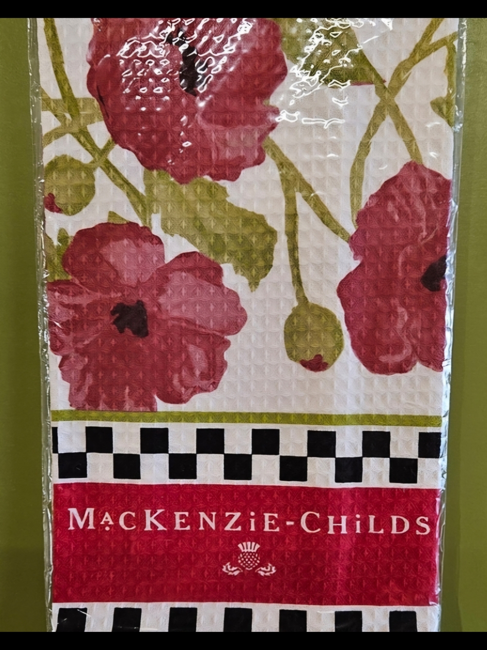 MacKenzie-Childs Red Poppy Floral Kitchen Tea Towel